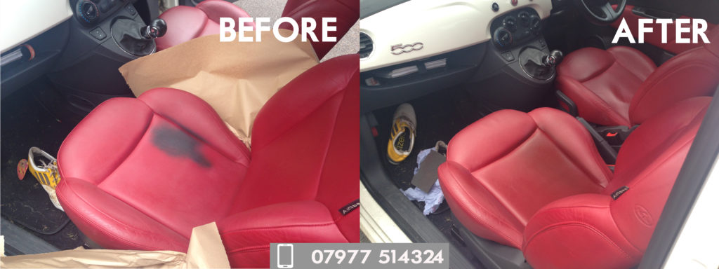 Red Leather Car Seat Restoration and Recolour