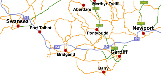 Alloy Wheel Refurbishment Swansea - Areas covered Map